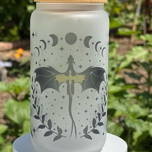 Fourth wing dragon frosted can glass tumbler 16oz